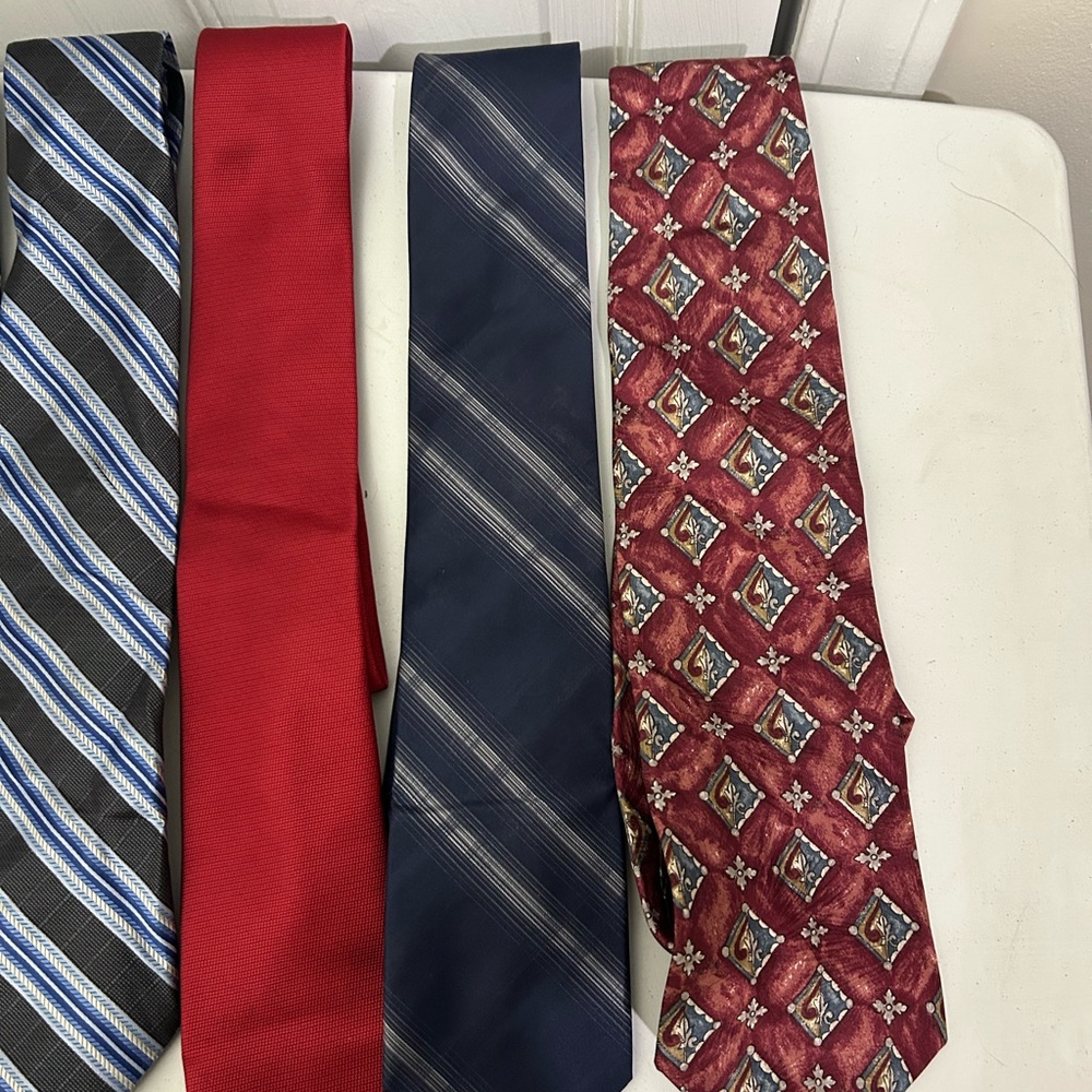 Patterned And Solid Silk Ties - Black, Blue, Gray… - image 3